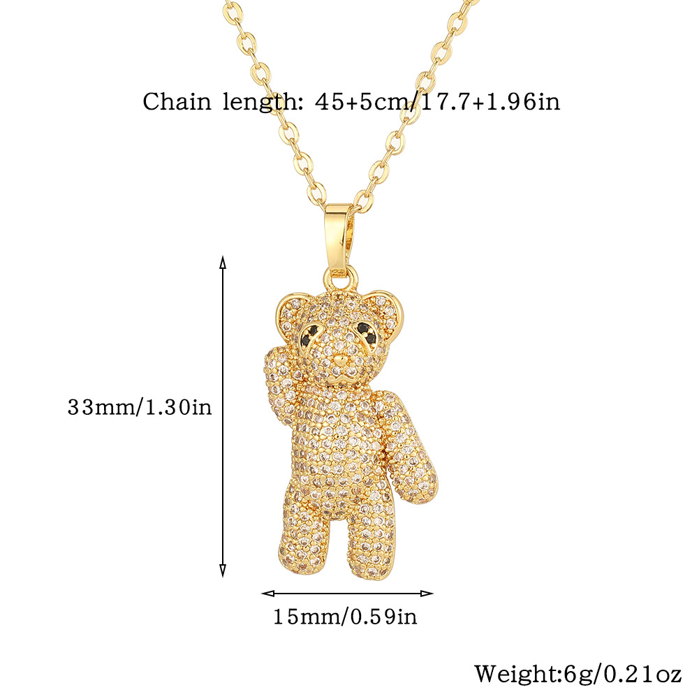 Copper Casual Cute Little Bear Plating Pendant Necklace display picture 7