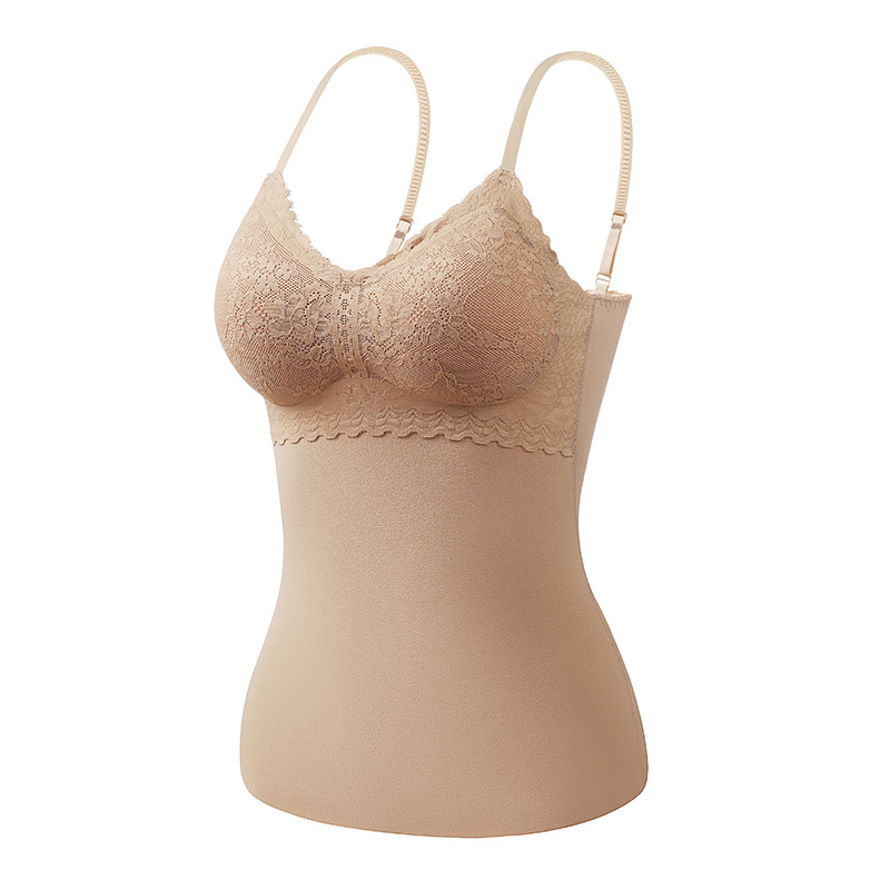 Camisola térmica de terciopelo de doble cara con almohadilla en el pecho top de ropa interior térmica sin costuras de cachemir de seda para mujer