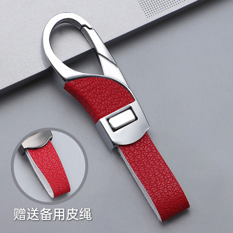 2024 llavero de coche transfronterizo explosivo, botón a presión de cuero de alta gama, colgante de llavero de negocios simple y personalizado