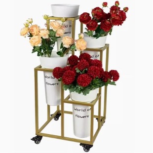 Flower Shop Display Rack Flower Rack Flower Display Rack Mobile Multi-Layer Ladder Flower Bucket Shelf Flower Bucket Display Rack