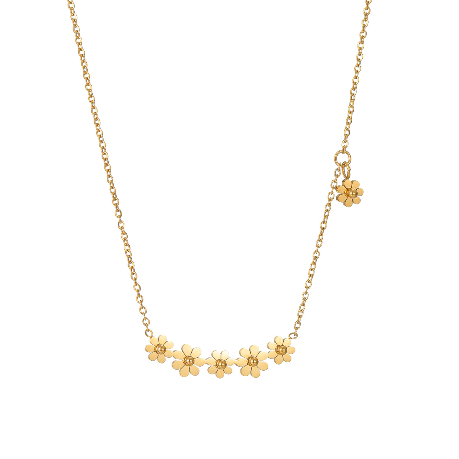 19g Weight Titanium Steel Pendant Material Necklace Classification Titanium Steel Chain Material cable chain Chain Type 1 Piece Quantity Daily Occasion Titanium Steel Material Flower Pattern Women's Gender Sweet Style Wholesale Jewelry Sweet Flower Titanium Steel Necklace 9