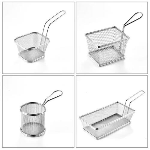 Stainless steel 304 French fries basket fried food plate serving fried chicken creative snack plate French fries basket fried chicken basket