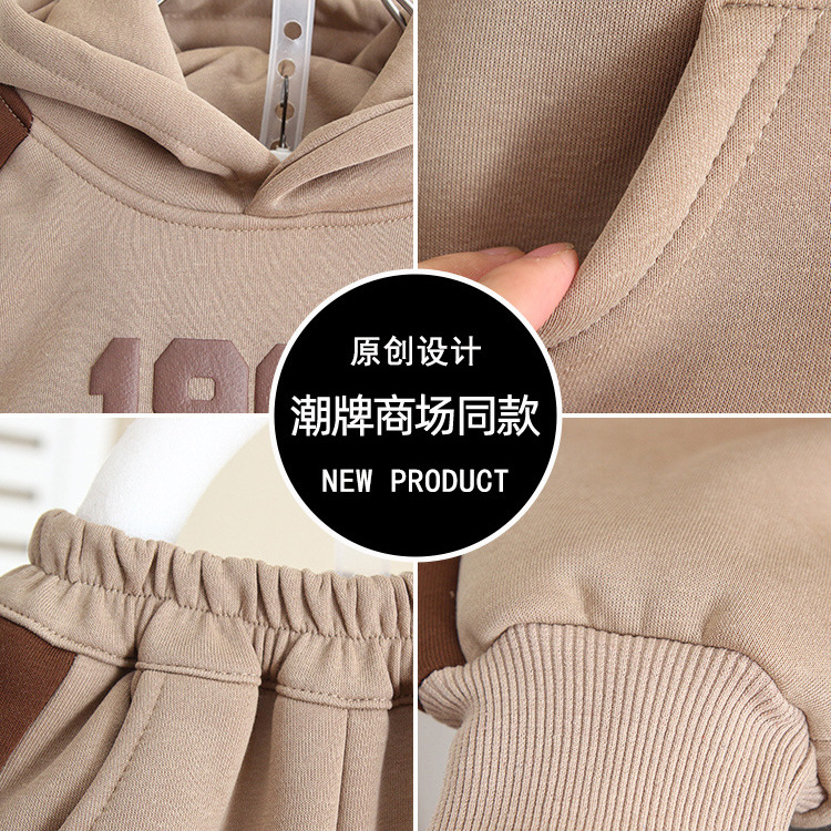 6520 traje de suéter de otoño e invierno para niños 2025 nuevo estilo para niños más chaqueta gruesa de terciopelo ropa de invierno para bebés ropa para niños