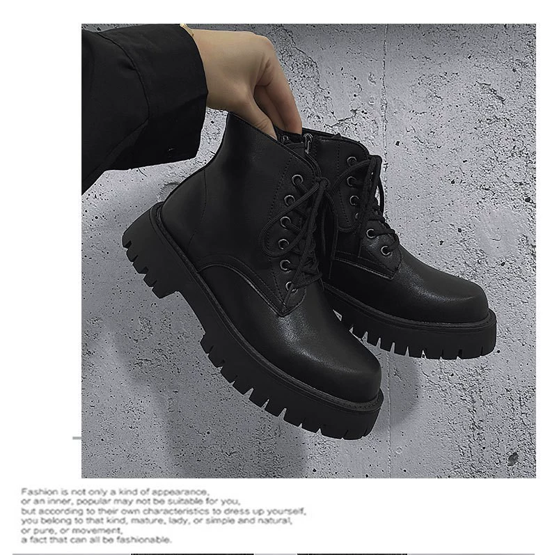 Ботинки Martin мужские на молнии сбоку, осенне-зимняя мода, модные мужские ботильоны со средним верхом из воловьей кожи, Комбинезоны на толстой подошве, кожаная обувь