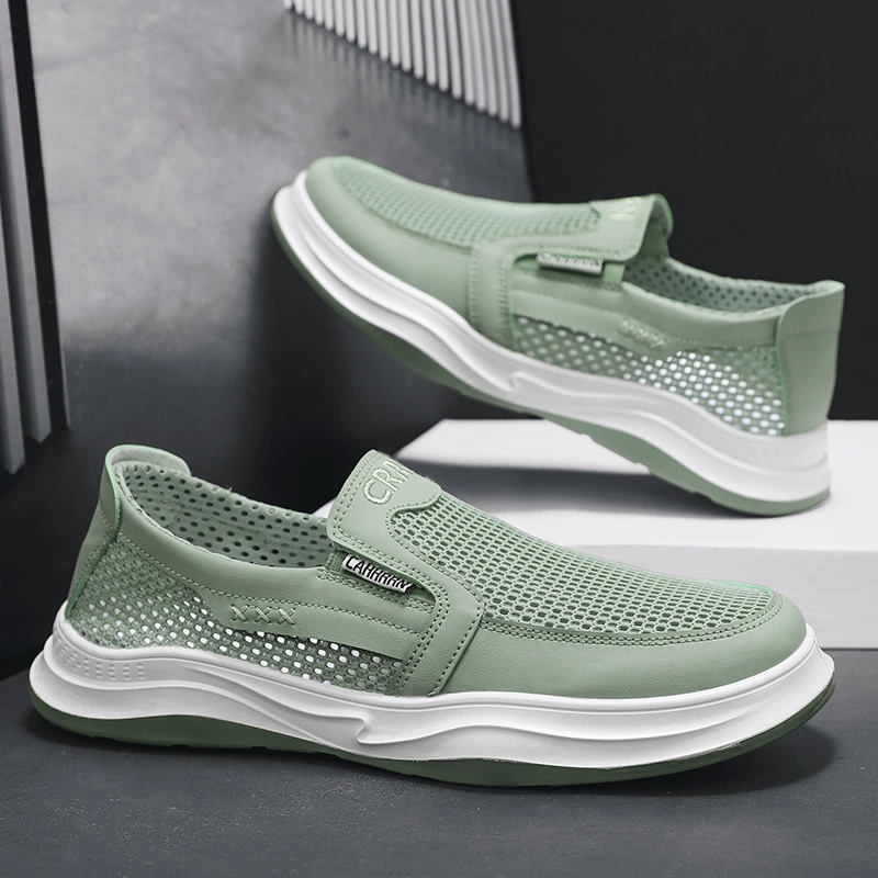 Summer breathable slip-ons, sports casual footwear for leisure, sports shoes, walking shoes, for middle age, soft sole