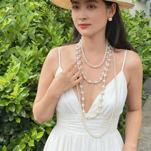 小红书网红博主同款仿珍珠项链高级感毛衣链新中式一款多戴长项链