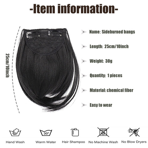Cross-border fashion European and American wig with sideburns, bangs, air-cut bangs, one piece hair extension with sideburns, high-temperature wire