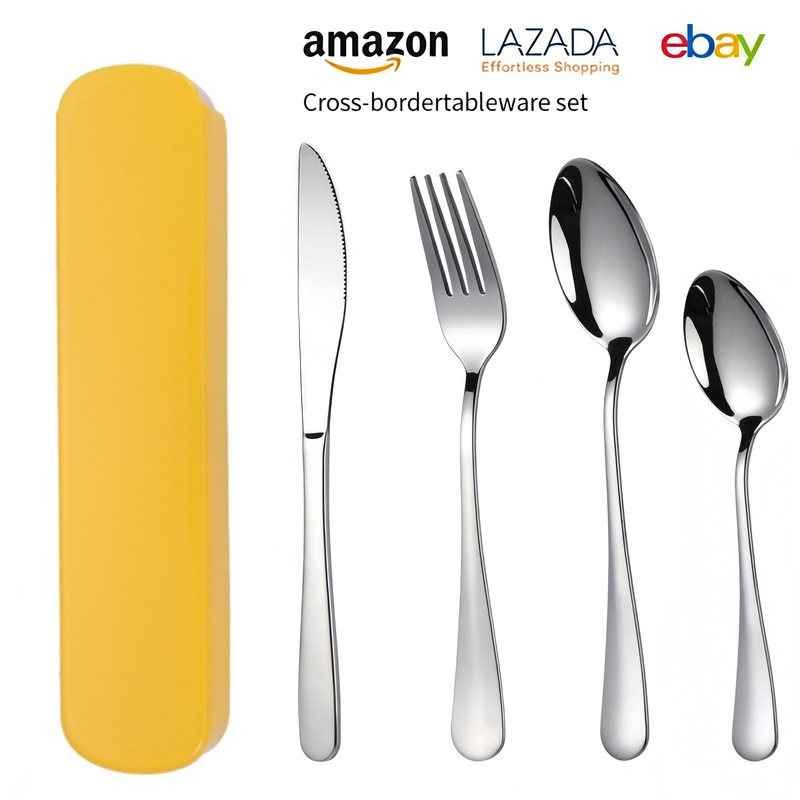 Stainless Steel Tableware, Western-Style Cutlery, Knife, Fork, Spoon, Four-Piece Set, Storage Spoon, Portable Set, Gift Portable Tableware Set Stainless Steel Tableware, Western-Style Cutlery, Knife, Fork, Spoon, Four-Piece Set, Storage Spoon, Portable Set, Gift Portable Tableware Set