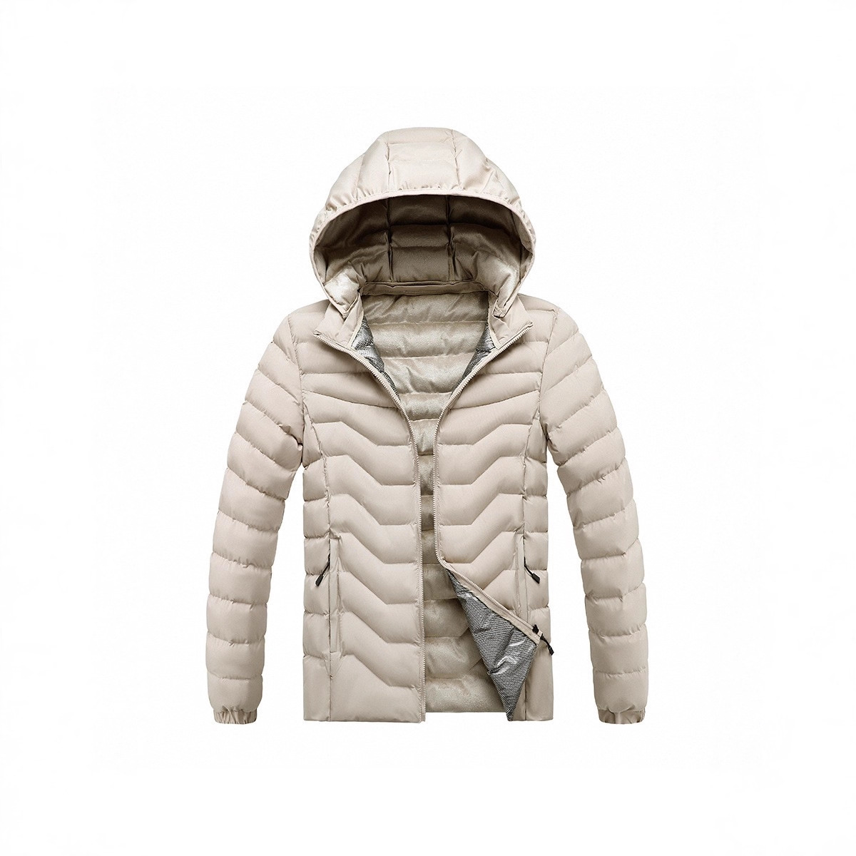 Gefütterte Herren-Fleecejacke mit Kapuze und abnehmbarer Graphenkappe aus Baumwolle_voghion.com