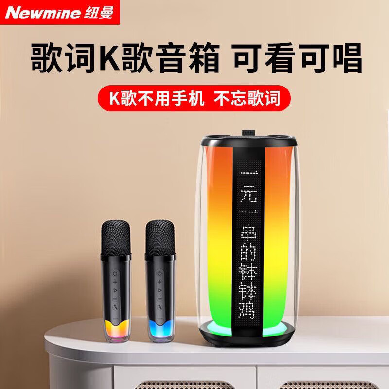 纽曼K歌蓝牙音箱双麦克风显示歌词KTV便携户外卡拉okK19蓝牙5.3|undefined