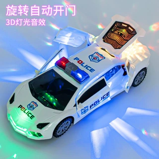 男孩儿童小汽车宝宝变形跳舞旋转发光警车电动万向车玩具批发夜市