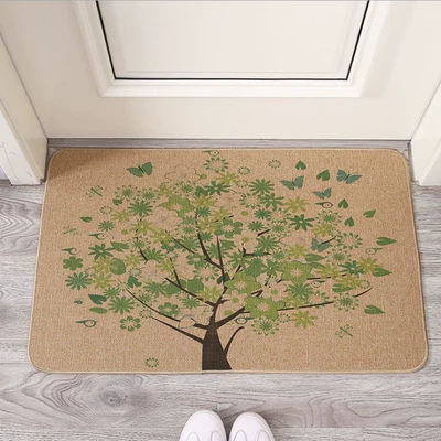 mat for home use, washable, Avtomobil döşəmə paspasları - tree-green-4060cm-linen