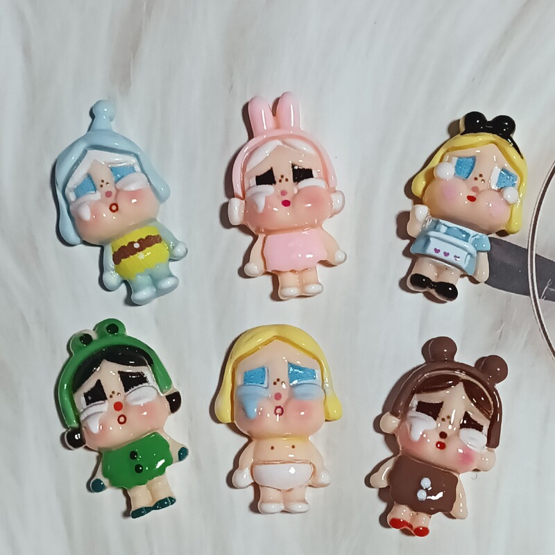 新しい光沢のある泣いている赤ちゃん漫画少女樹脂アクセサリー diy クリーム接着剤携帯電話ケース水カップ靴と衣類アクセサリー|undefined