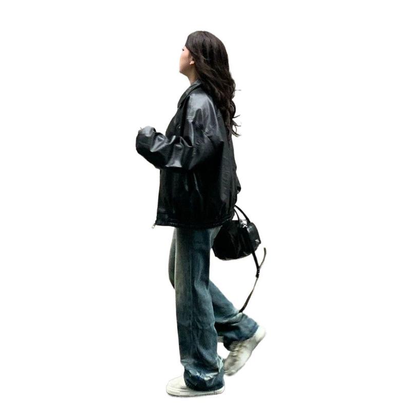 美式复古黑色皮衣外套女春秋新款2025年辣妹感美拉德穿搭上衣|undefined