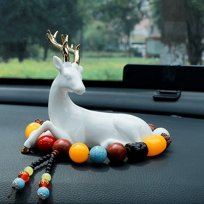 Car ornaments Console High-End Car Car - send-anti-skid-mat-lie-deer-seven-color-bodhi-beads