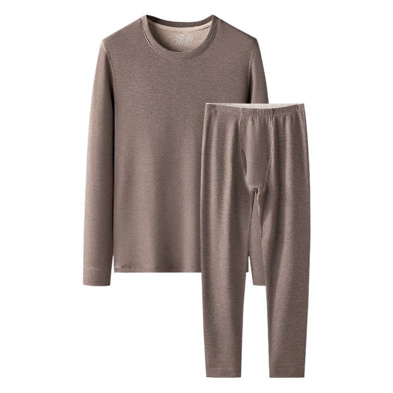 豪華級の绢糸防寒ウール秋冬の男性服のズボンのセットとベルベットの厚い底付き保温下着