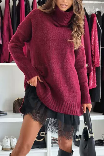 Red sweater, dress