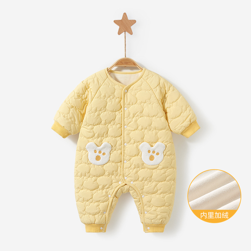 Baby camiseta de invierno otoño ropa de recién nacidos para hombres y mujeres intercalado de algodón grueso y veludo 0 salir en marzo ropa de invierno bebé image 7