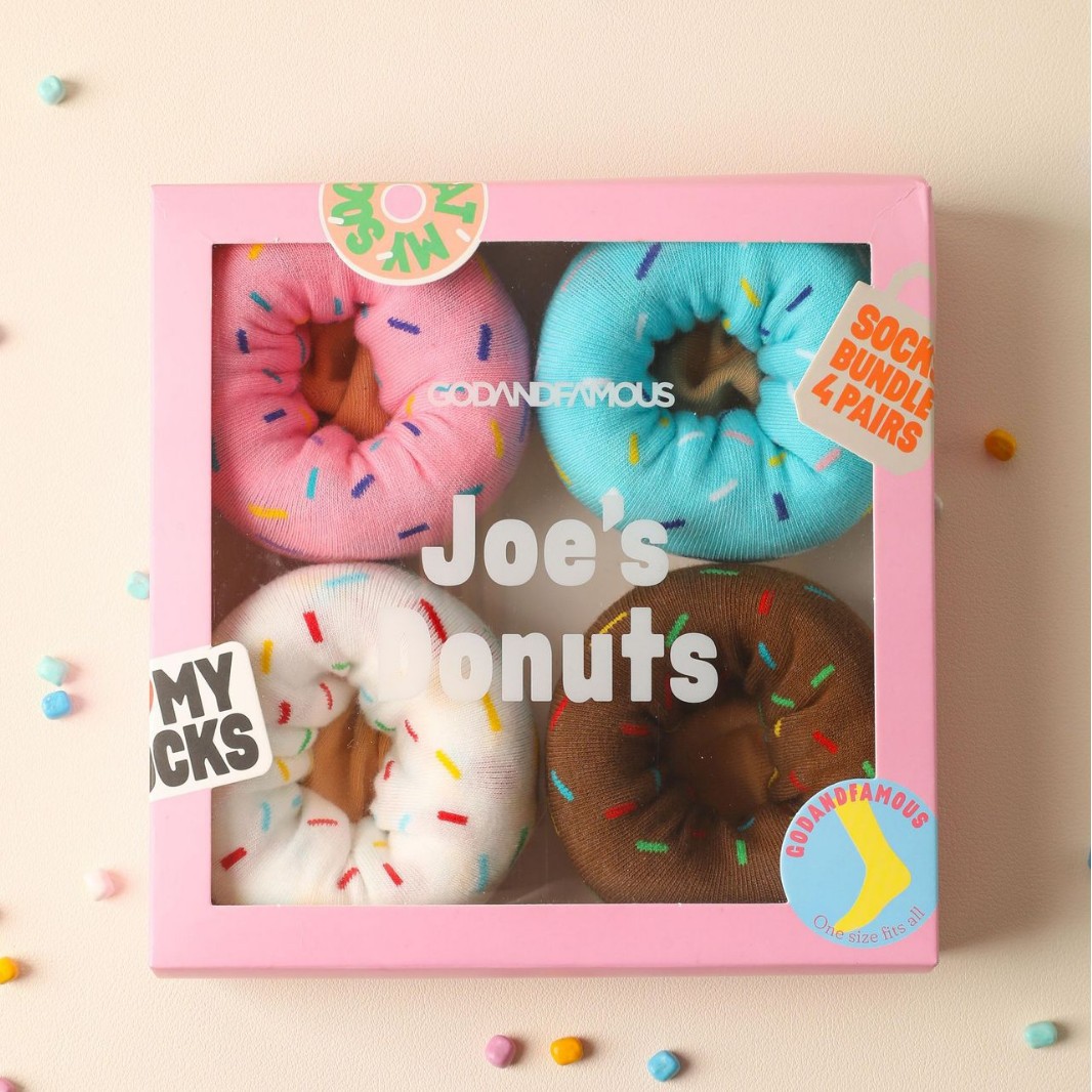 Donut dibujos animados lindo hip-hop parodia algodón deportes calcetines de tubo medio calcetines de moda para hombres y mujeres calcetines de regalo calcetines creativos