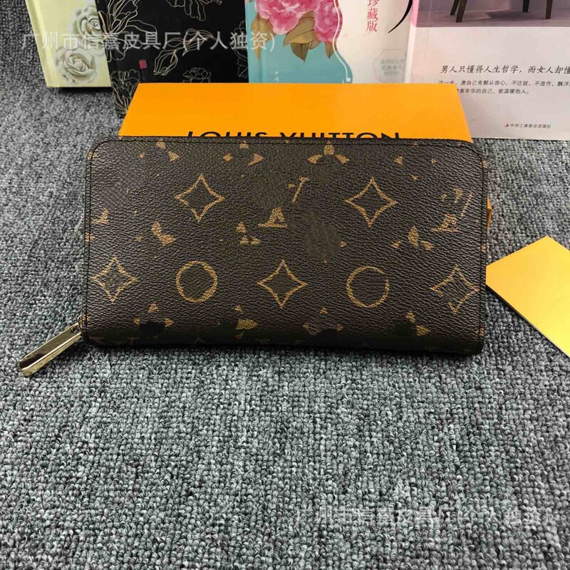 Real Product with Logo, Vintage-Style Long Wallet, Fashionable Unisex Clutch Bag, Double Zipper, Large Capacity, Multi-Card Slots Wallet Real Product with Logo, Vintage-Style Long Wallet, Fashionable Unisex Clutch Bag, Double Zipper, Large Capacity, Multi-Card Slots Wallet