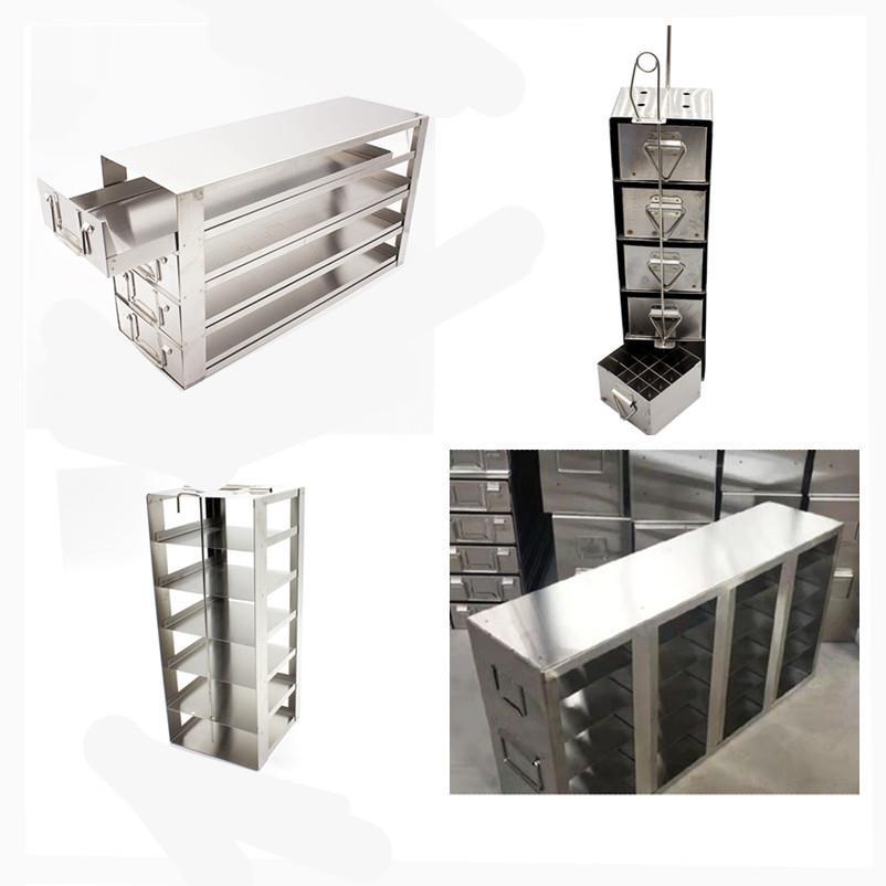 304冻存超低温冰箱架不锈钢冷冻盒架抽屉式手提式平放侧放取