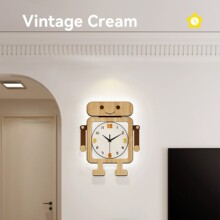 跨境原木风静音钟表挂钟客厅新款家用简约时钟免打孔装饰挂墙挂钟