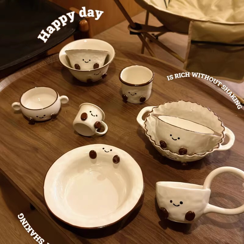 特に見栄えの良い両耳ボウル、ハンドル付きのかわいいインスタントラーメンボウル、デザートヨーグルトボウル、セラミック子供用フードボウル、スープボウル|undefined