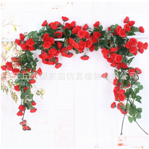 Simulated rose rattan simulated flower rattan fence living room wedding decorations wall hanging simulated plastic flowers