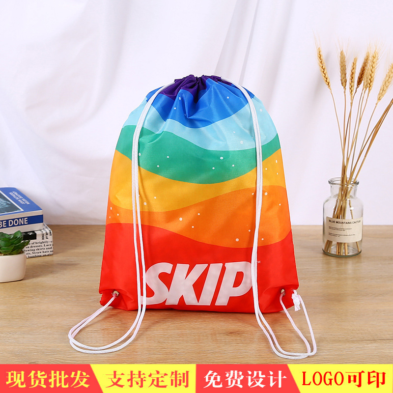 Outdoor Marathon Drawstring Backpack 210D In-Stock Polyester Drawstring Bag