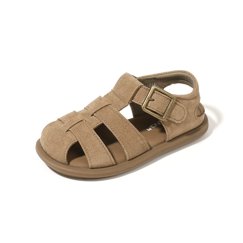 2025 новые летние стильные девичьи повседневные сандалии с закрытым носком, римские туфли для средних и старших школьников, оптовая продажа детской обуви