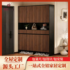 蜂窝铝入户正对门中古风鞋柜玄关柜一体全铝客厅隔断置物柜储物柜