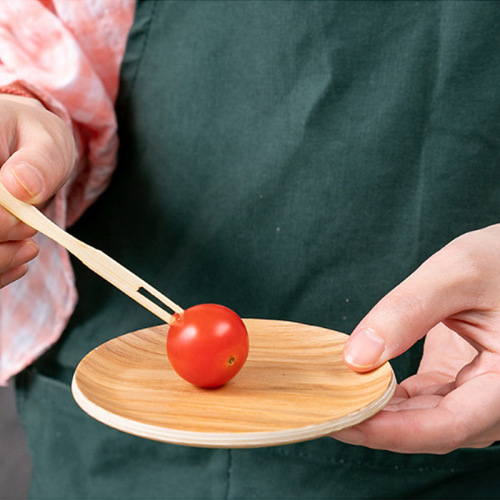 Disposable Bamboo Fruit Fork Two-Tine Dessert Fork Cake Fork Bamboo Stick Food Eco-Friendly Love Fork 100 pieces/bag