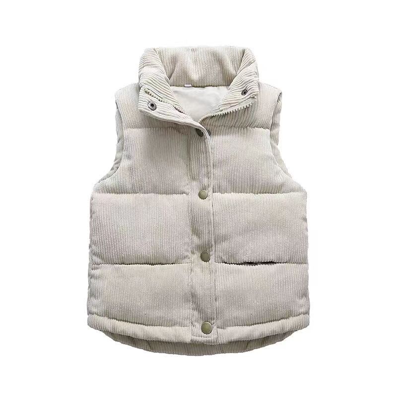 2025 otoño e invierno nuevo estilo macaron ropa para niños bebé plumón chaqueta de algodón chaleco para niños y niñas hebilla delantera chaleco para niños de dibujos animados