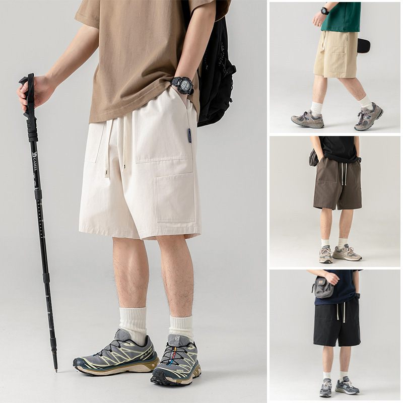 Cargo Shorts Men's Summer New Style Japanese Thin Sports Casual Pants Men's Large Flap Pocket Pants Loose Five-Point Pants
