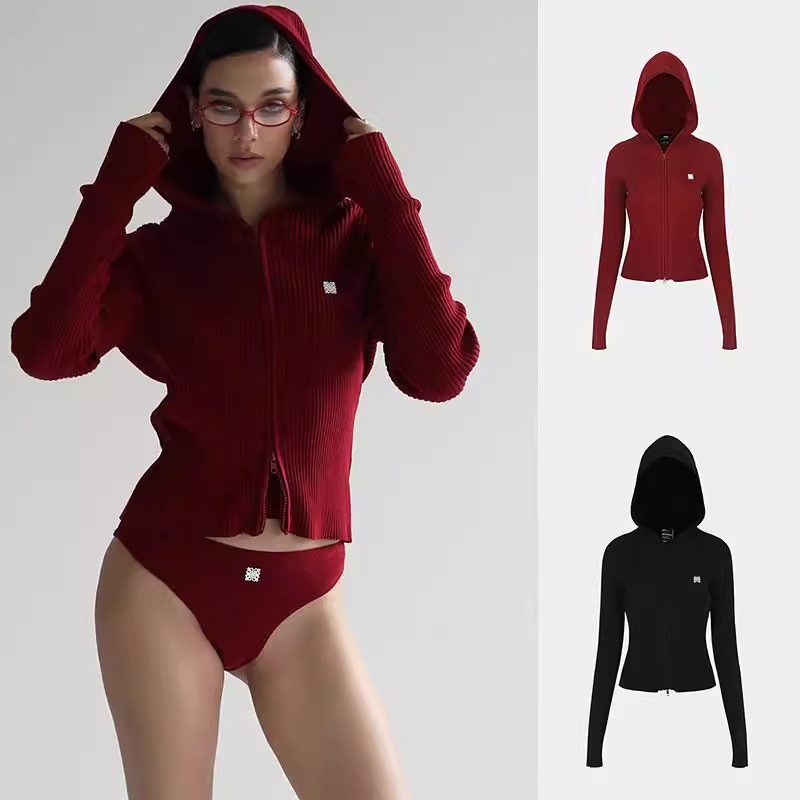 Korean Badblood Bcac Series American Sexy Wool Knitwear Women's Hooded Long-Sleeved Knitwear Cardigan Top