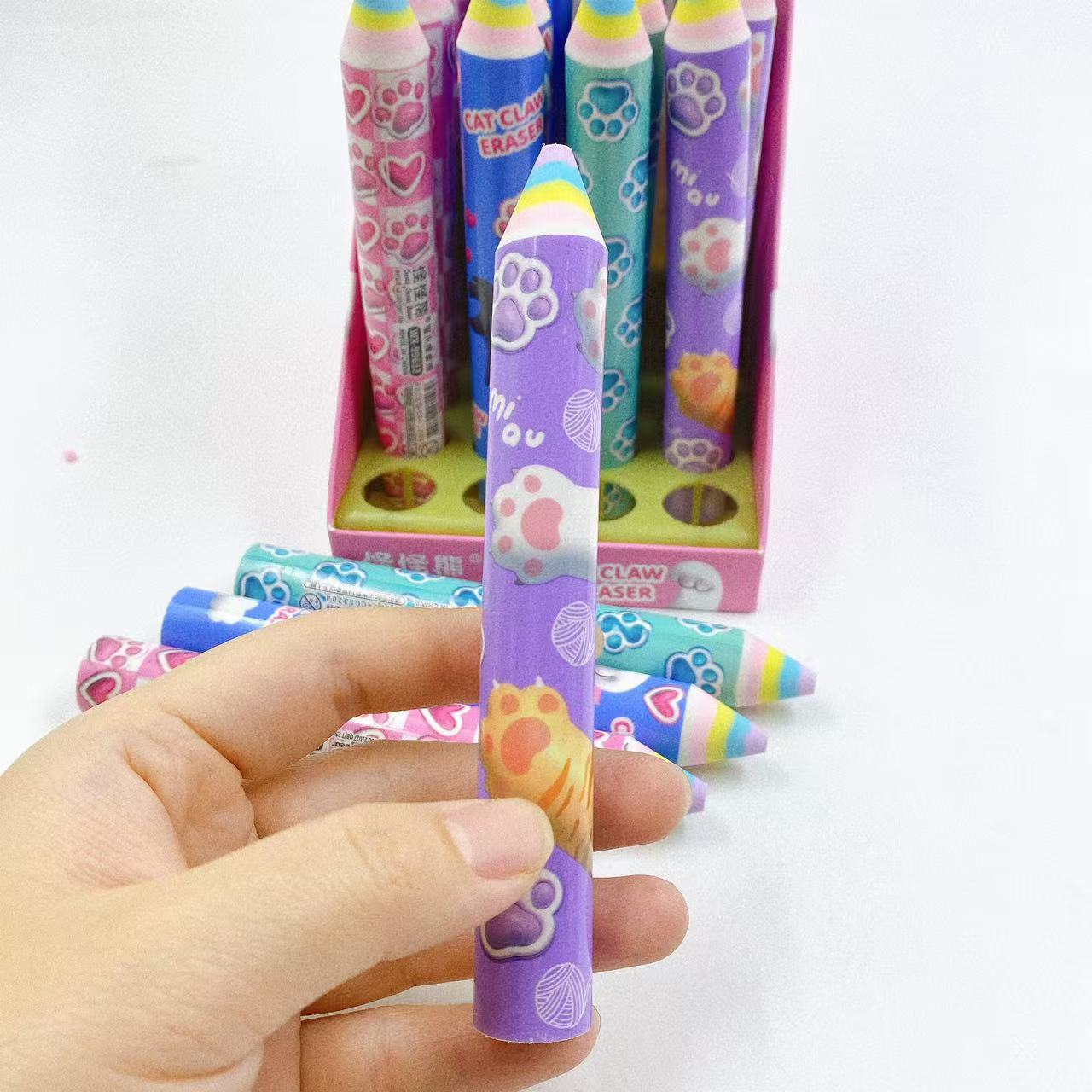 Arco iris borracha cilíndrica borracha estudiantes regalo papelería artículos de estudio lápiz colorido