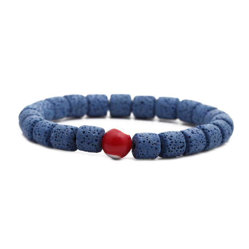 19g Weight No Inlaid Inlay Material Bracelets Classification Housewarming, Anniversary, Business, Wedding, Travel, Birthday, Festival Occasion Devil'S Eye Pattern Unisex Gender Fashion Style Dark Blue, White, Red, Green, Blue, Black Color Volcanic Stone Bracelet 4