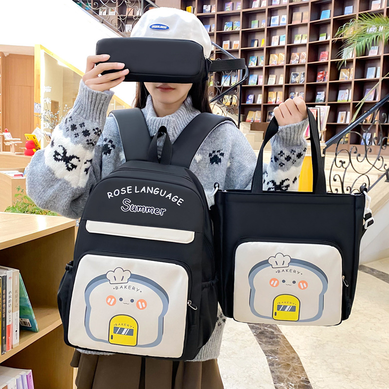 Nuevo bolso de color de colisión, bolso de matrícula, señoras, sentido avanzado, escuela primaria de gran capacidad, bolso lindo de dibujos animados, bolso de hombro