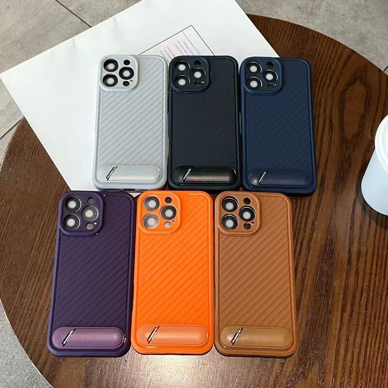 Applicable Models: iPhone 17, Affordable Carbon Fiber Twill Colorful Soft Tpu Case with Stand, Full Coverage, Precision Cutouts