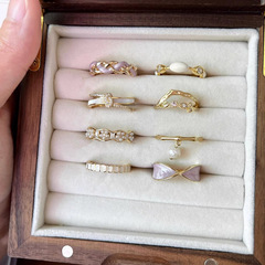 Enamel decorative ring female niche design high-end fugitive princess mother-of-pearl index finger ring girl bestie