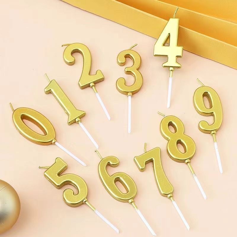 Ins en línea vela de cumpleaños digital vela de oro envasado independiente decoración de pastel vela fábrica directa