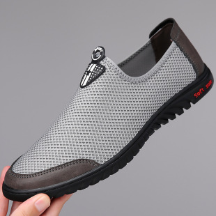 Middle-Aged and Elderly Para Shoes 2025 New Summer Breathable Fly-Woven Mesh Casual Shoes Men's Soft-Soled Non-Slip Walking Shoes