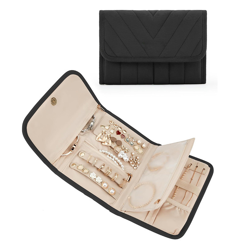 Nueva bolsa de almacenamiento de joyas, caja de viaje, carpeta, libro de almacenamiento con bolsillo transparente, caja de almacenamiento con cremallera, primera