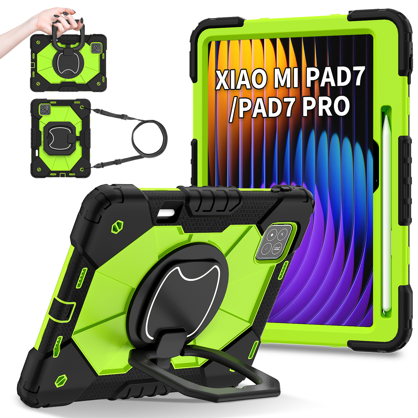 Funda para Tableta con Ranura para Lápiz para Xiaomi Pad 7 / Pad 7 Pro, A prueba de golpes, Con soporte, Anti-caída