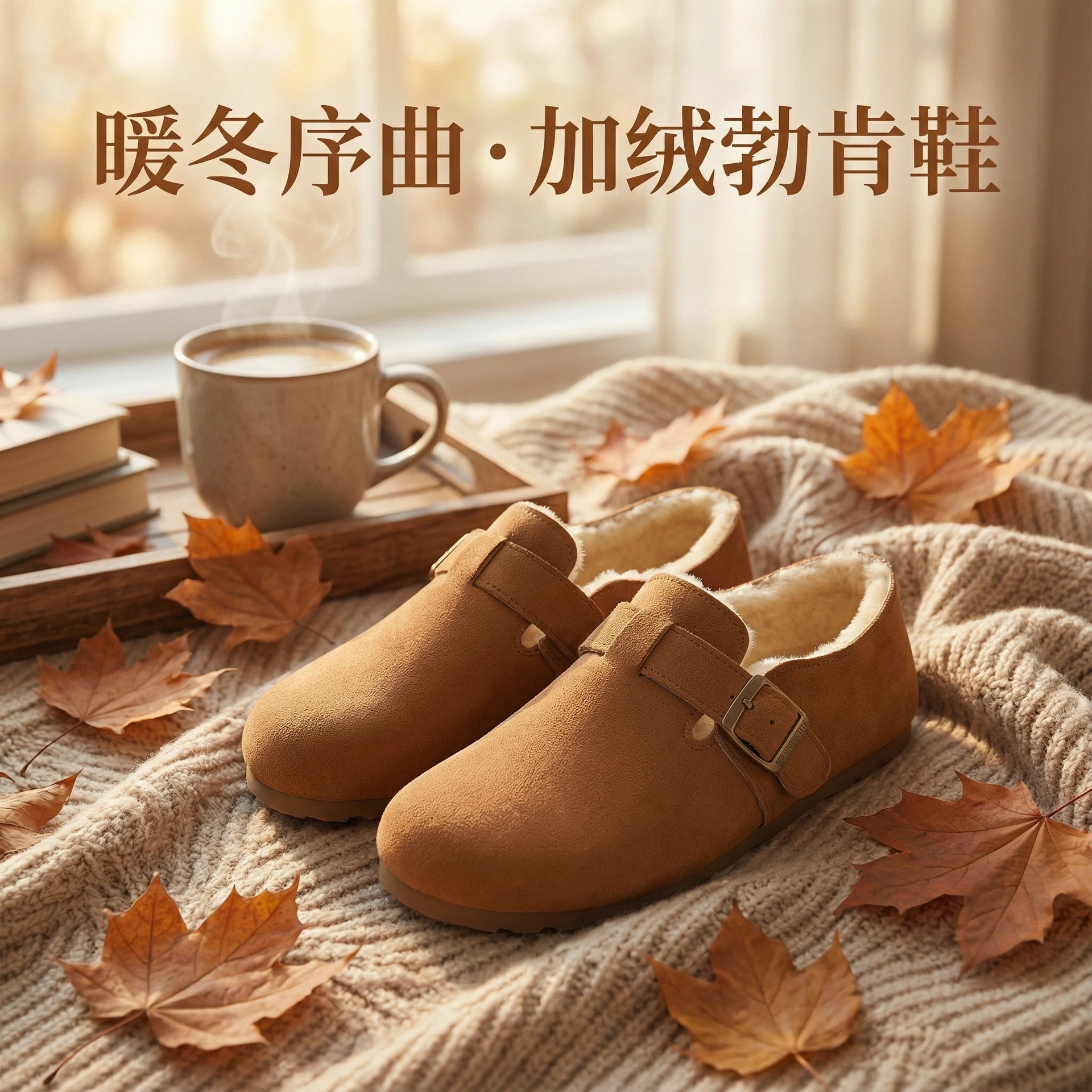 Zapatos retro de gamuza Boken para mujeres otoño y invierno de 2026 nuevos zapatos de pelusa de color sólido zapatos casuales de mujer