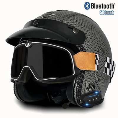 Motosiklet kaskı (dəbilqə), car riding 3/4 half helmet - v-gray-fish-mig-large-frame-goggles-bluetooth-s