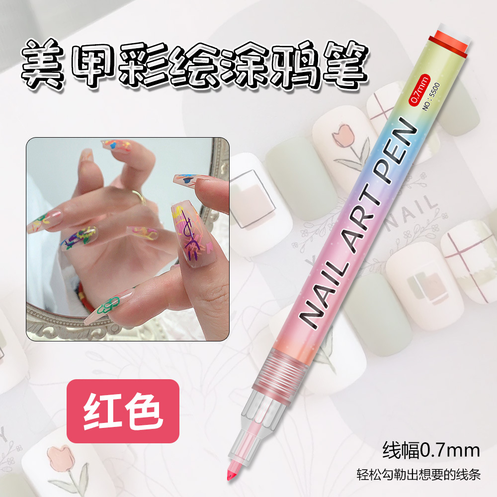 Nuevo lápiz de graffiti transfronterizo de uñas DIY lápiz de marca de secado rápido colorido de dibujo de gancho de línea de uñas lápiz de pintura