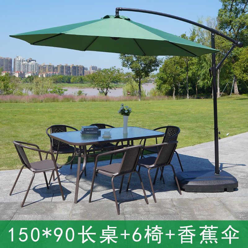 6+150 워터그룹 롱테이블 + 그린바나나우산