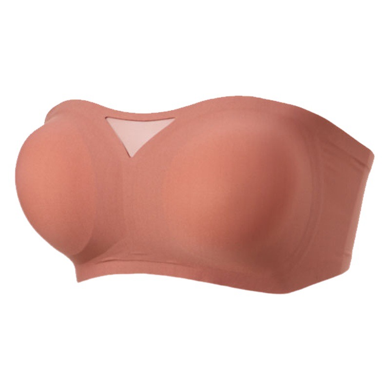 Ropa interior sin tirantes delgada de las mujeres anti-exposición tubo invisible superior ropa interior sin costuras cómodo inalámbrico pequeño pecho empuja hacia arriba el sujetador