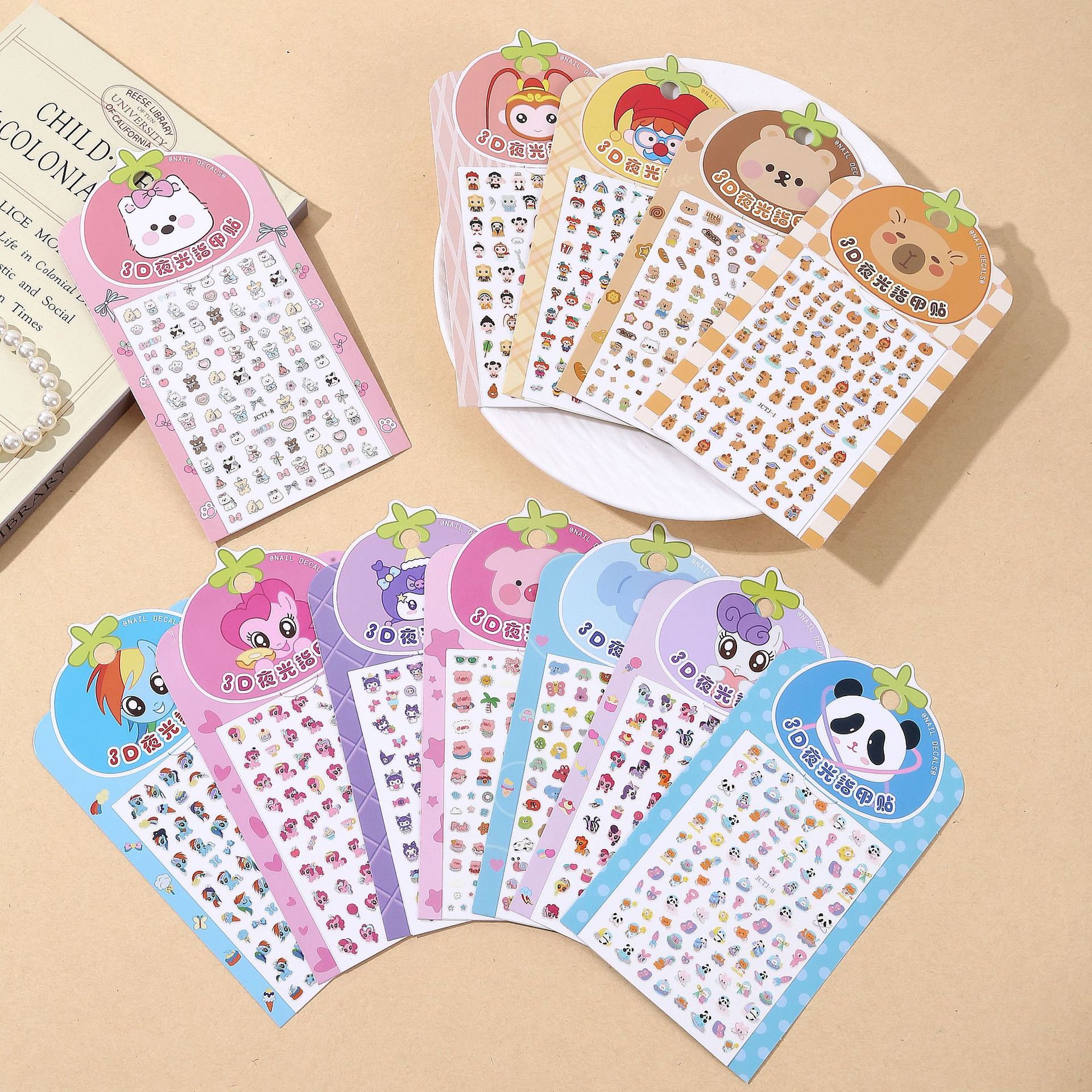 3D浮雕指甲贴片儿童卡通防水三丽鸥库洛米贴画女孩美甲贴纸手机壳
